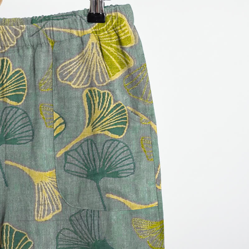 Oriental Ginkgo Leaf Cotton Pajama Set - image 10