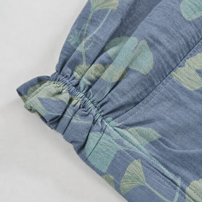 Retro Botanical Ginkgo Leaf Cotton Lounge Pants - image 3