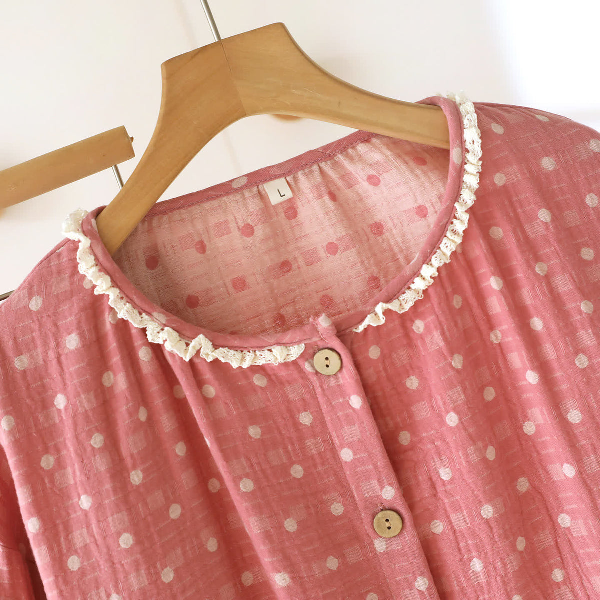 Candy Dot Cotton Gauze Lace Lounge Set - image 3
