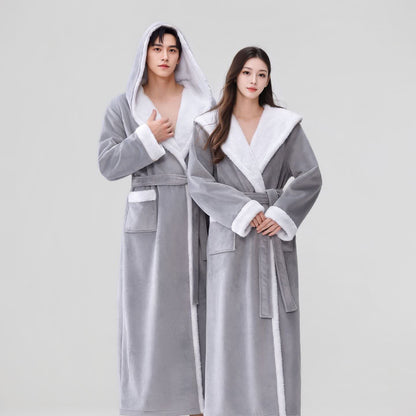 Cozy Plush Sherpa Hooded Long Bathrobe - image 2
