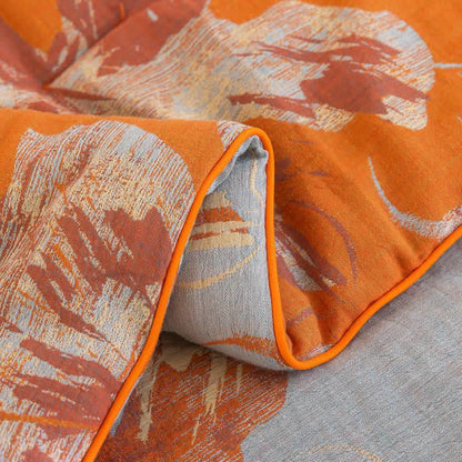 Reversible Orange & Blue Flower Cotton Quilt - image 7