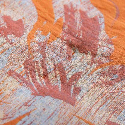 Reversible Orange & Blue Flower Cotton Quilt - image 17