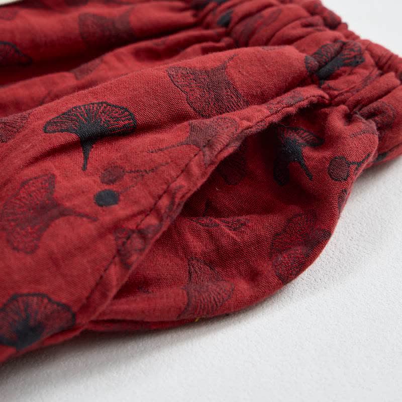 Vintage Ginkgo Leaf Cotton Harem Pants - image 4