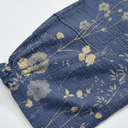 Navy Blue Wildflower Cotton Gauge Lounge Pants - image 10