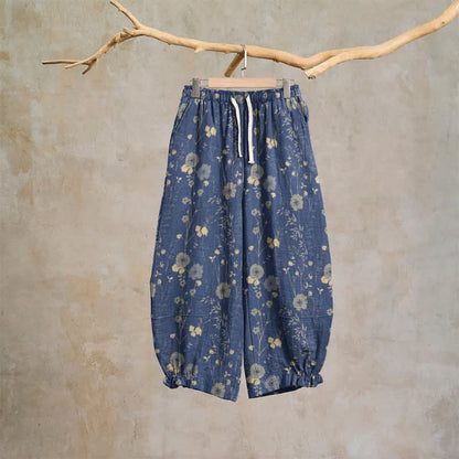 Navy Blue Wildflower Cotton Gauge Lounge Pants - Blue - XL - image 5