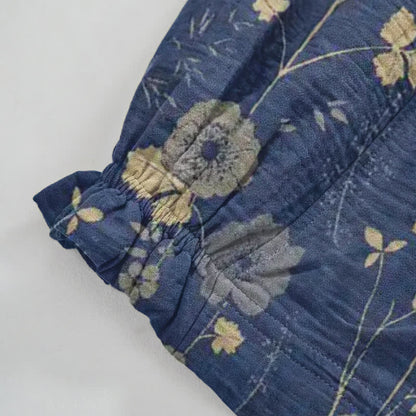 Navy Blue Wildflower Cotton Gauge Lounge Pants - image 9