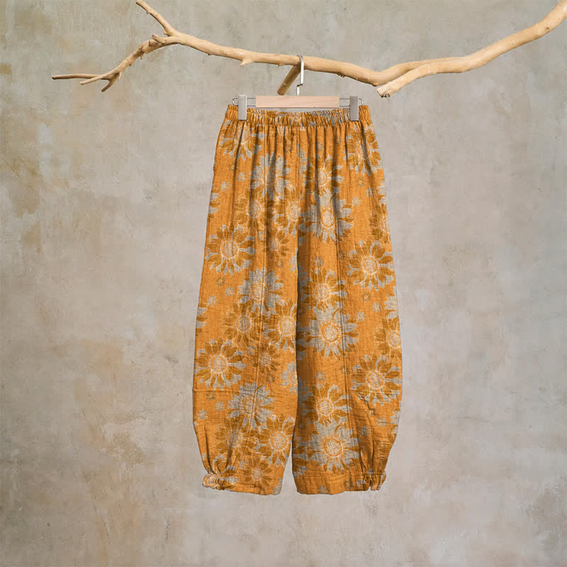 Vintage Sunflower Cotton Lounge Pants - image 1