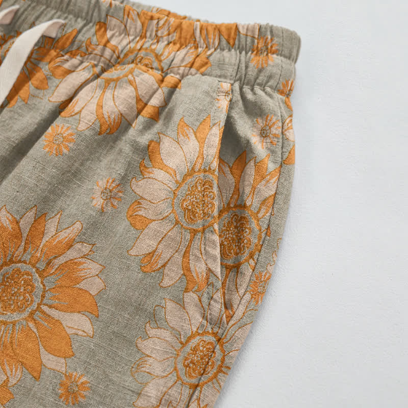 Vintage Sunflower Cotton Lounge Pants - image 11