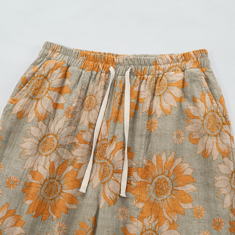 Vintage Sunflower Cotton Lounge Pants - image 10
