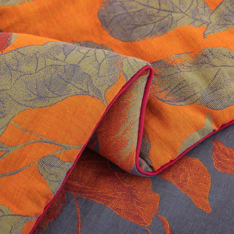 Orange Autumn Leaf Cotton Gauze Quilt - image 15