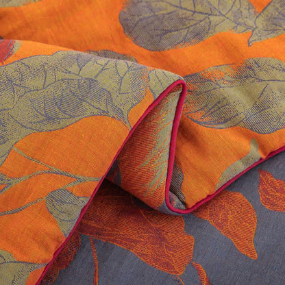 Orange Autumn Leaf Cotton Gauze Quilt - image 15