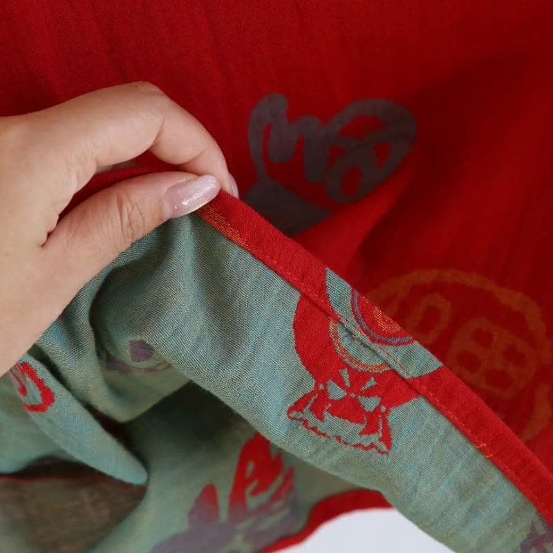 Festive Red Cotton Gauze Couple Pajama Set - image 10