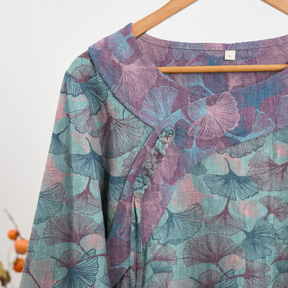 Chinese Style Ginkgo Leaf Pajama Set - image 2