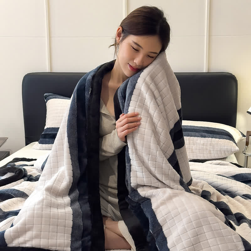 Geometric Grid Stripe Soft Throw Blanket - image 7