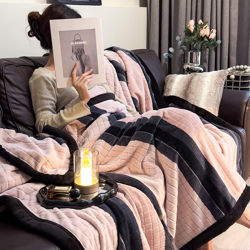 Geometric Grid Stripe Soft Throw Blanket - image 19