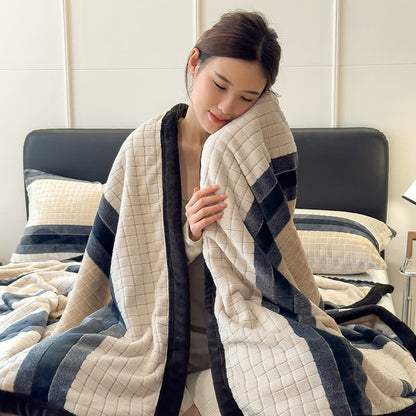 Geometric Grid Stripe Soft Throw Blanket - image 29