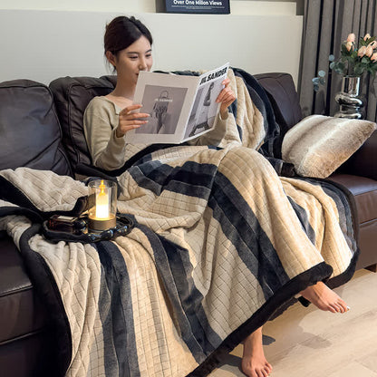 Geometric Grid Stripe Soft Throw Blanket - image 30