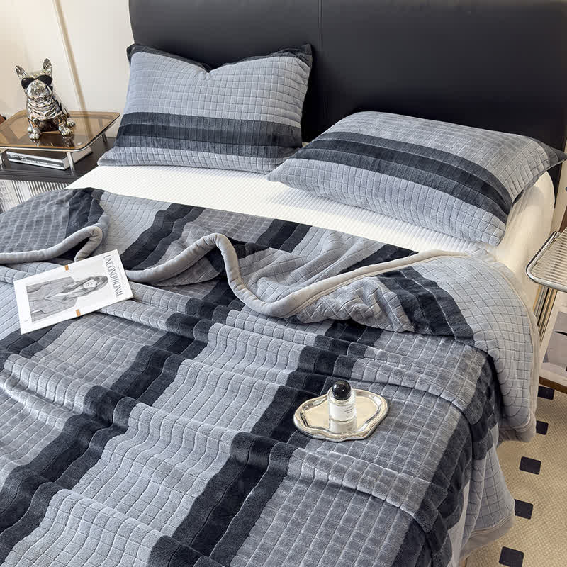 Geometric Grid Stripe Soft Throw Blanket - image 34