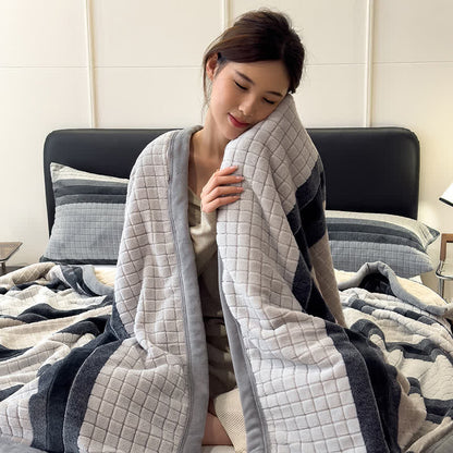 Geometric Grid Stripe Soft Throw Blanket - image 58