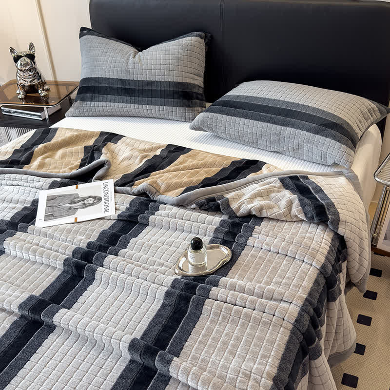 Geometric Grid Stripe Soft Throw Blanket - image 54