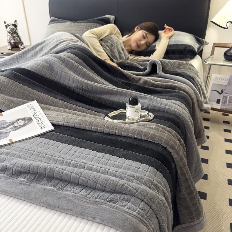 Geometric Grid Stripe Soft Throw Blanket - image 66