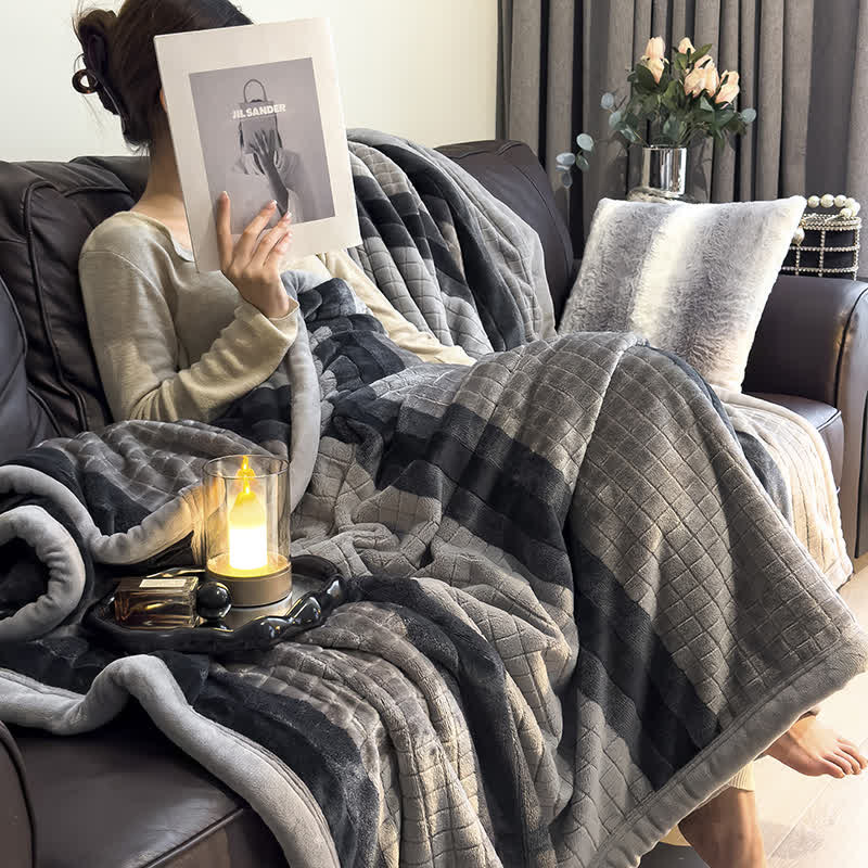 Geometric Grid Stripe Soft Throw Blanket - image 69