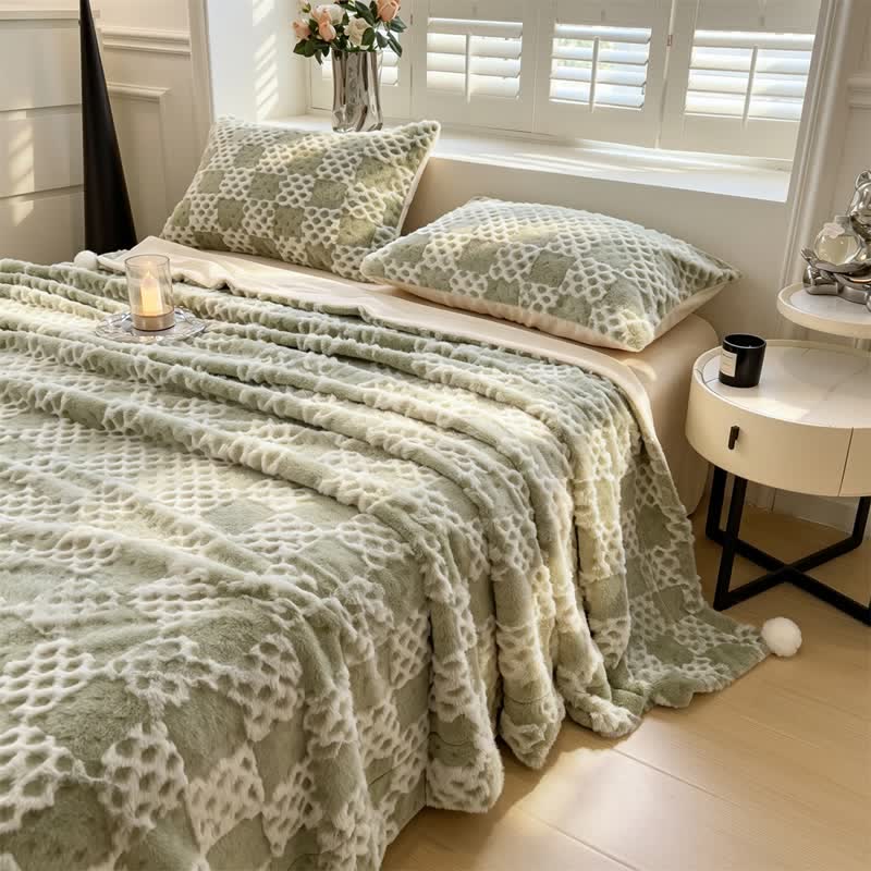 Checkered Grid Reversible Throw Blanket - image 1