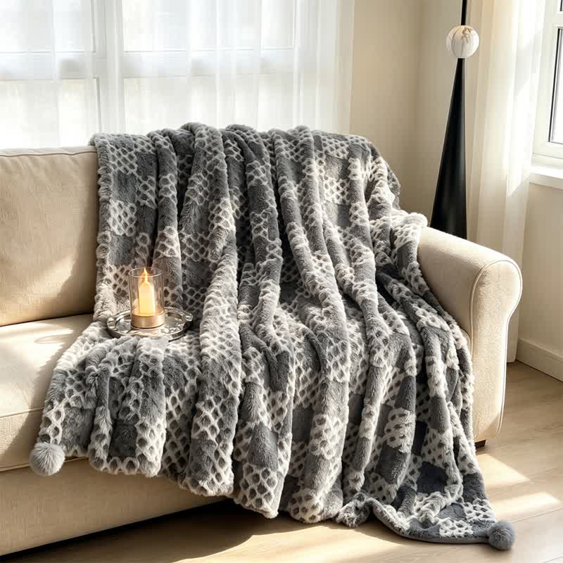 Checkered Grid Reversible Throw Blanket - image 15