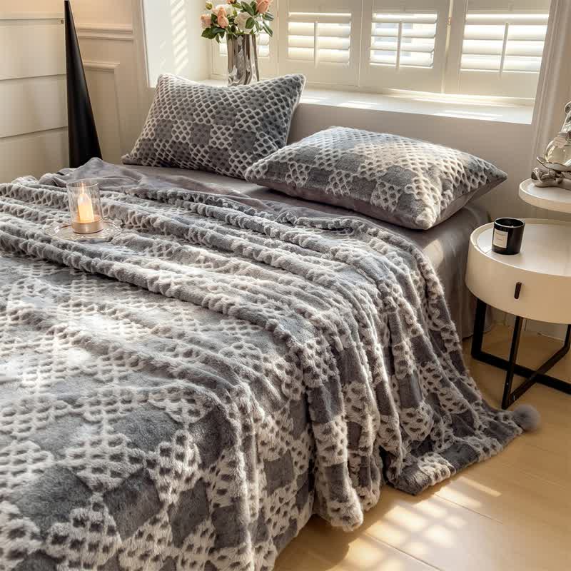 Checkered Grid Reversible Throw Blanket - image 11
