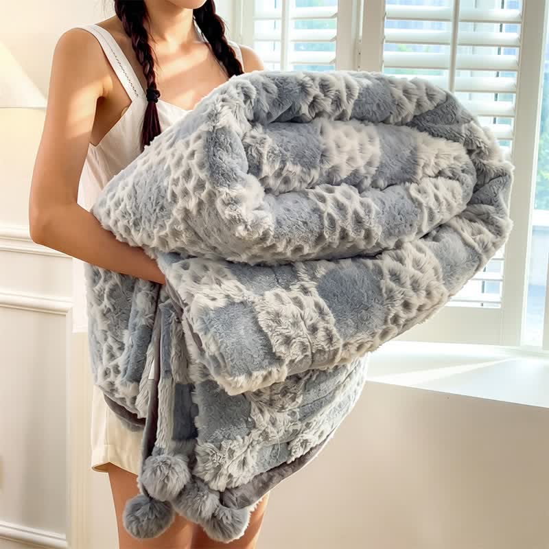 Checkered Grid Reversible Throw Blanket - Blue - 79" x 91" - image 26