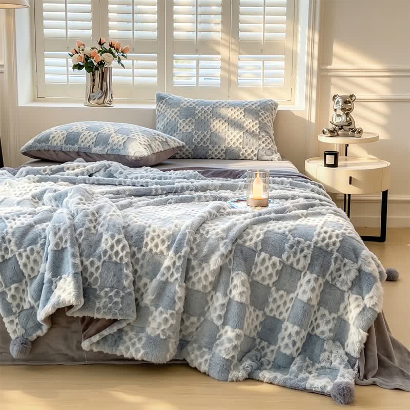 Checkered Grid Reversible Throw Blanket - image 29