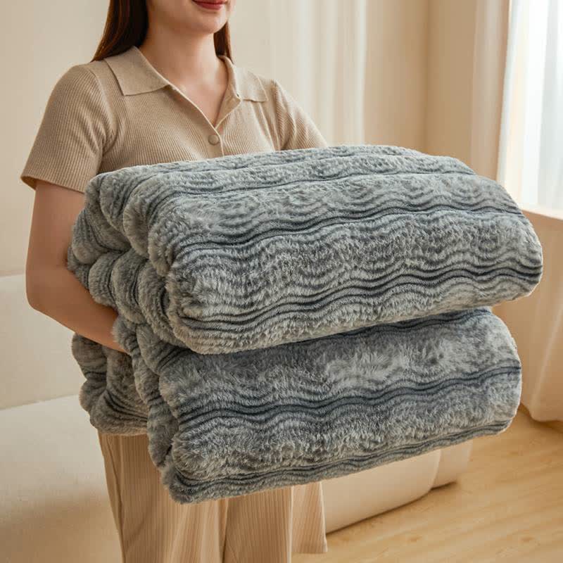 Soft Plush Wavy Fluffy Blanket - Blue & Gray - 79" x 91" - image 16