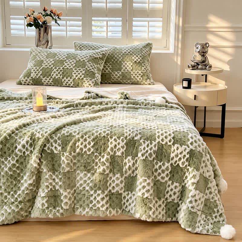 Checkered Grid Reversible Throw Blanket - image 2