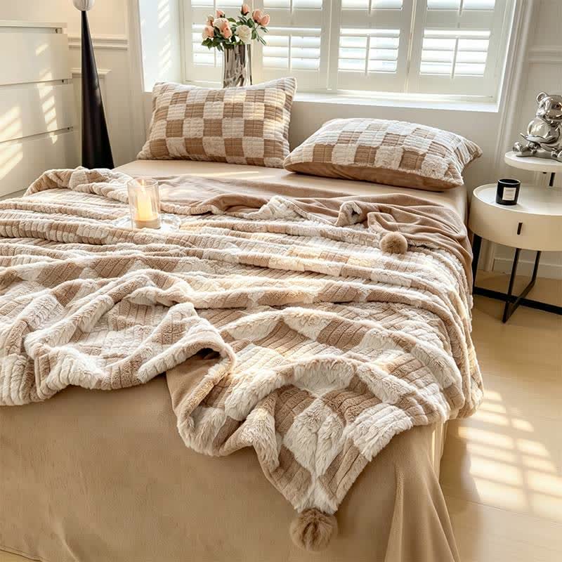 Modern Block Grid Cozy Reversible Blanket - image 3