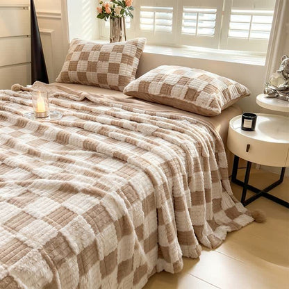 Modern Block Grid Cozy Reversible Blanket - image 1