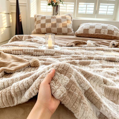 Modern Block Grid Cozy Reversible Blanket - image 6
