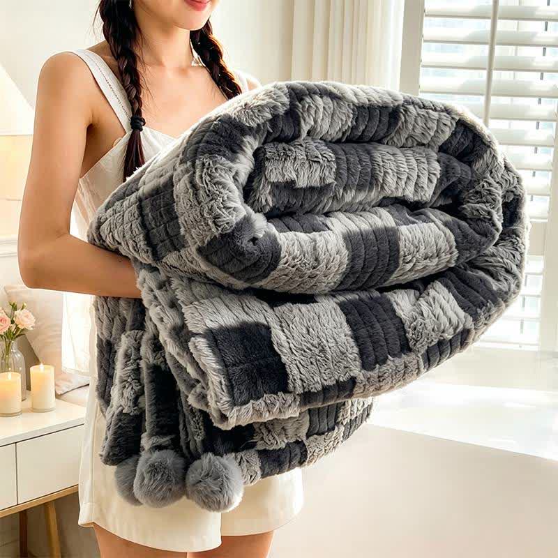 Modern Block Grid Cozy Reversible Blanket - Gray - 79" x 91" - image 17