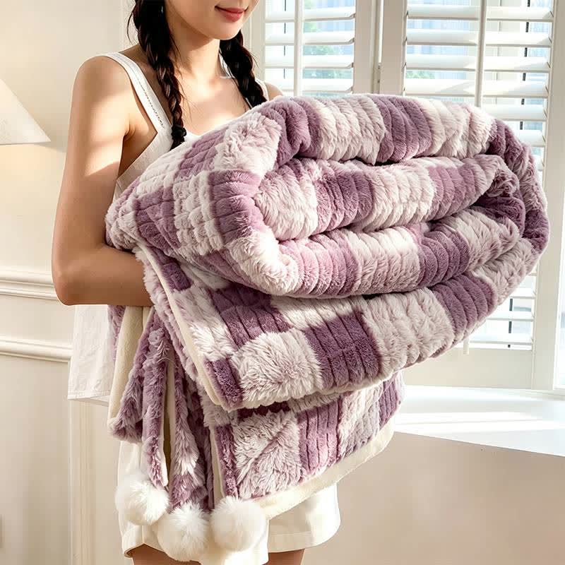 Modern Block Grid Cozy Reversible Blanket - Purple - 79" x 91" - image 42