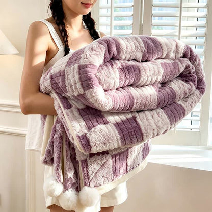 Modern Block Grid Cozy Reversible Blanket - Purple - 79" x 91" - image 42