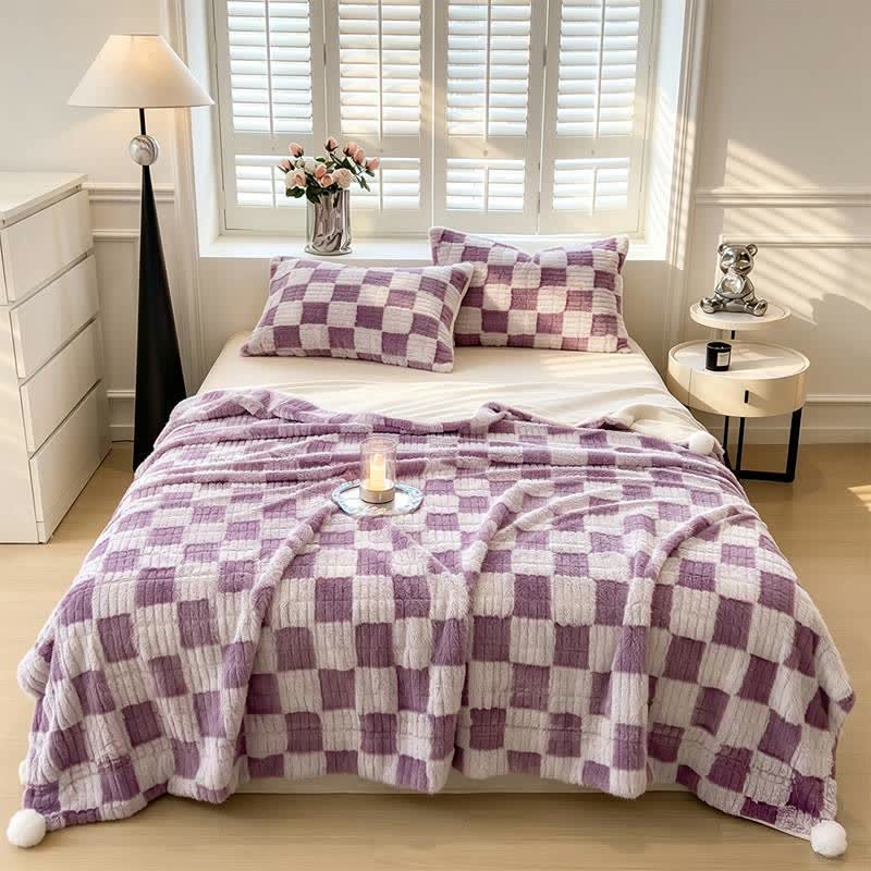 Modern Block Grid Cozy Reversible Blanket - image 44