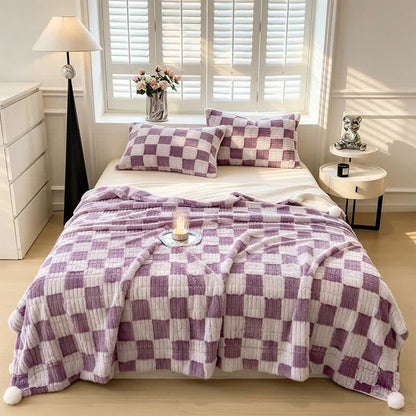 Modern Block Grid Cozy Reversible Blanket - image 44