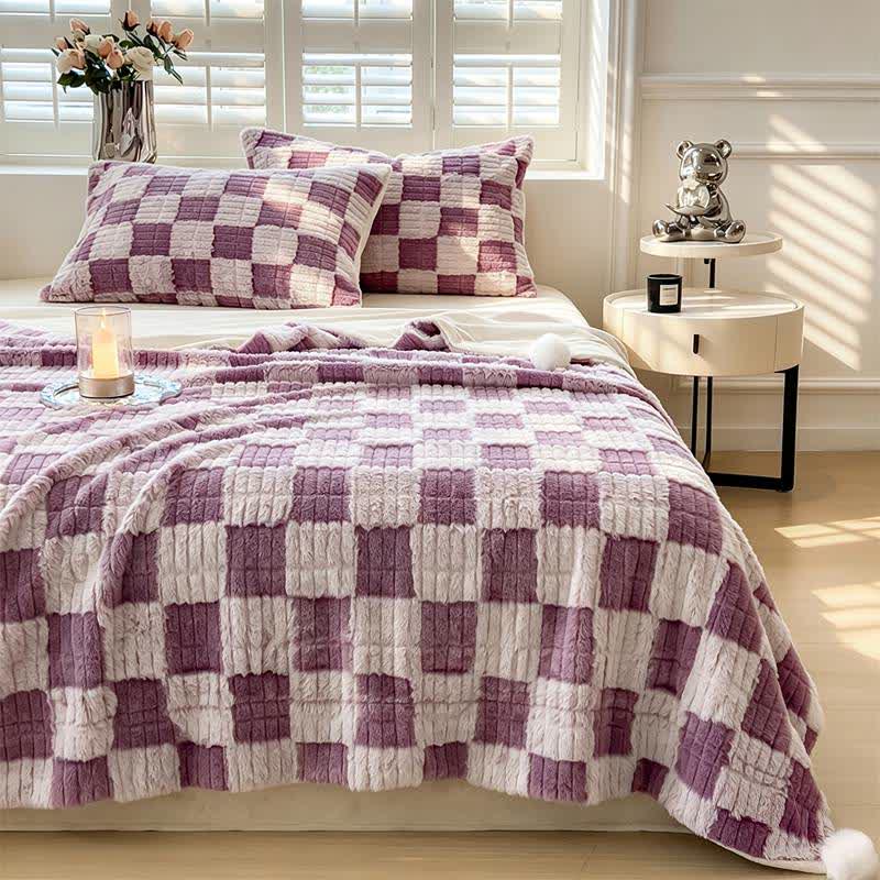 Modern Block Grid Cozy Reversible Blanket - image 45
