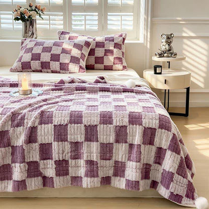 Modern Block Grid Cozy Reversible Blanket - image 45