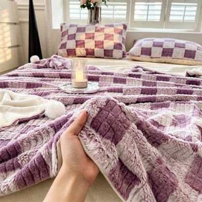 Modern Block Grid Cozy Reversible Blanket - image 47