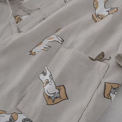 Couple Matching Cat Cotton Kimono Loungewear - image 6