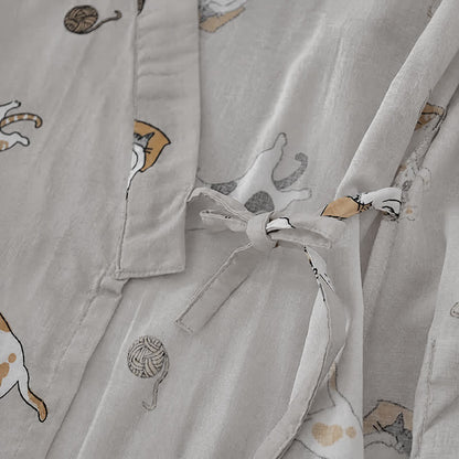 Couple Matching Cat Cotton Kimono Loungewear - image 16