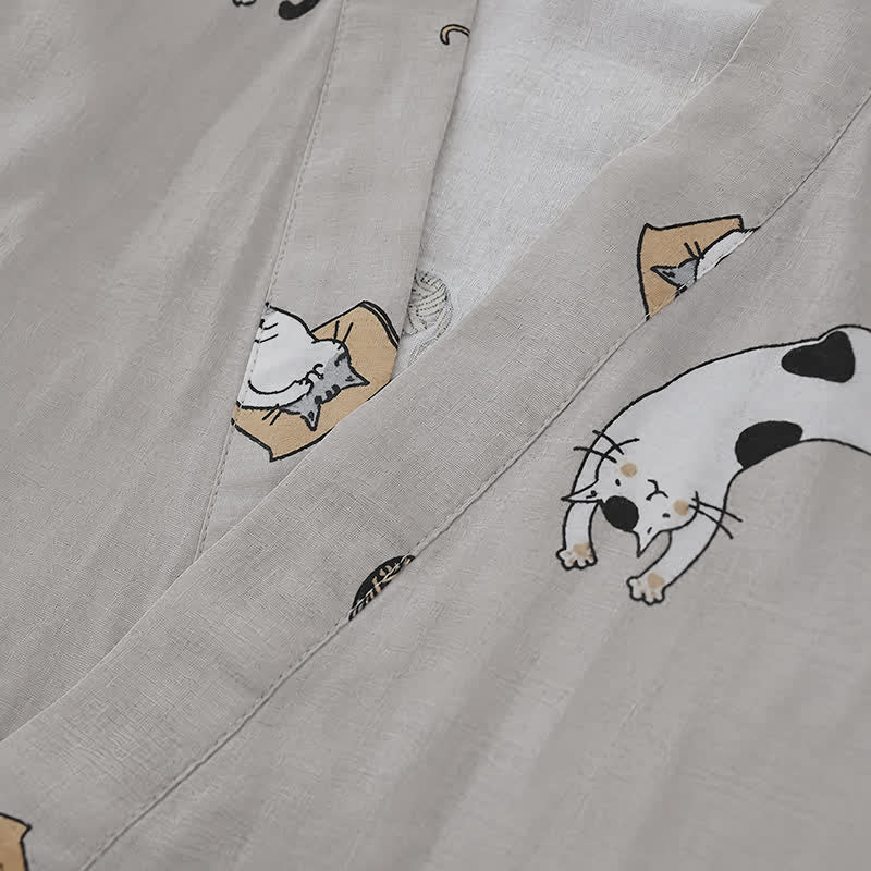 Couple Matching Cat Cotton Kimono Loungewear - image 12