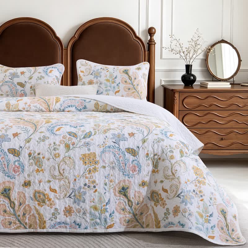 Country Style Multicolor Flower Cotton Quilt Set - image 1