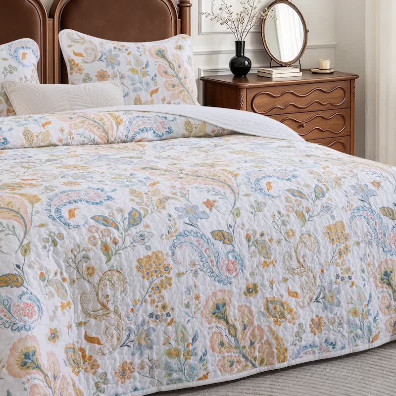 Country Style Multicolor Flower Cotton Quilt Set - image 2