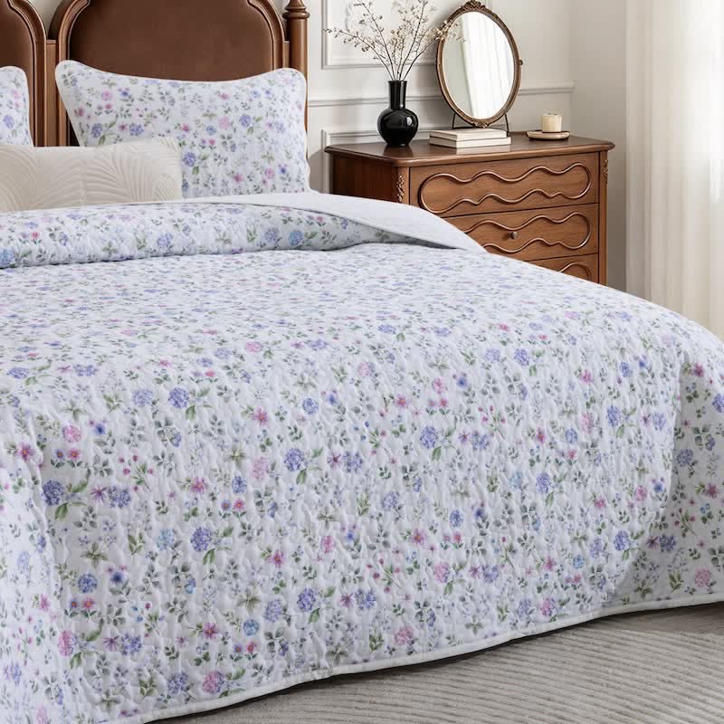 Watercolor Wildflower Cotton Quilt Set - image 2